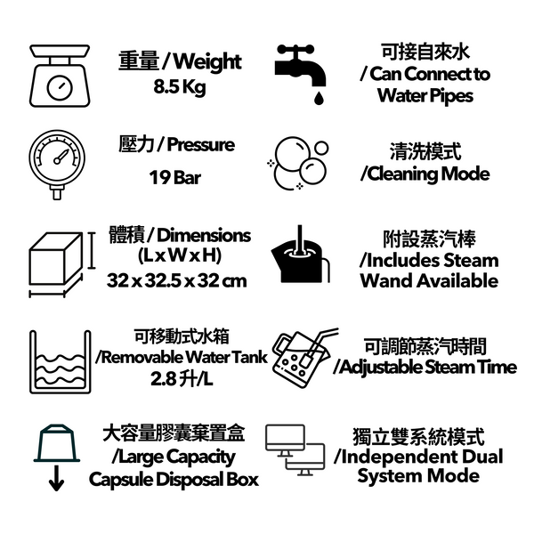 SV709 兩組商用膠囊咖啡機附蒸乳器（Nespresso® 相容膠囊）