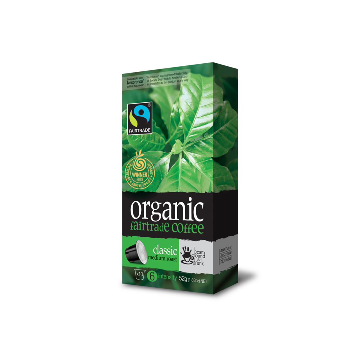 Bean Ground & Drunk - Classic Medium Roast Coffee Capsule (Nespresso® Compatible) - Australian Organic Fairtrade Coffee (10pcs)