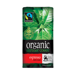 Bean Ground & Drunk - Espresso Dark Roast Ground Coffee - Australian Organic Fairtrade Coffee (250g)